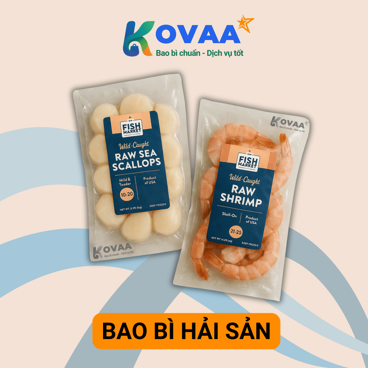 Bao bì hải sản hút chân không PA/PE bảo quản cá đông lạnh cao cấp