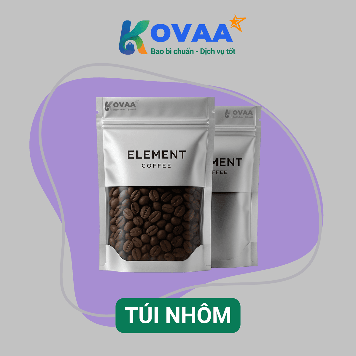 Túi zipper nhôm in ấn sắc nét, đa dạng kích thước và màu sắc