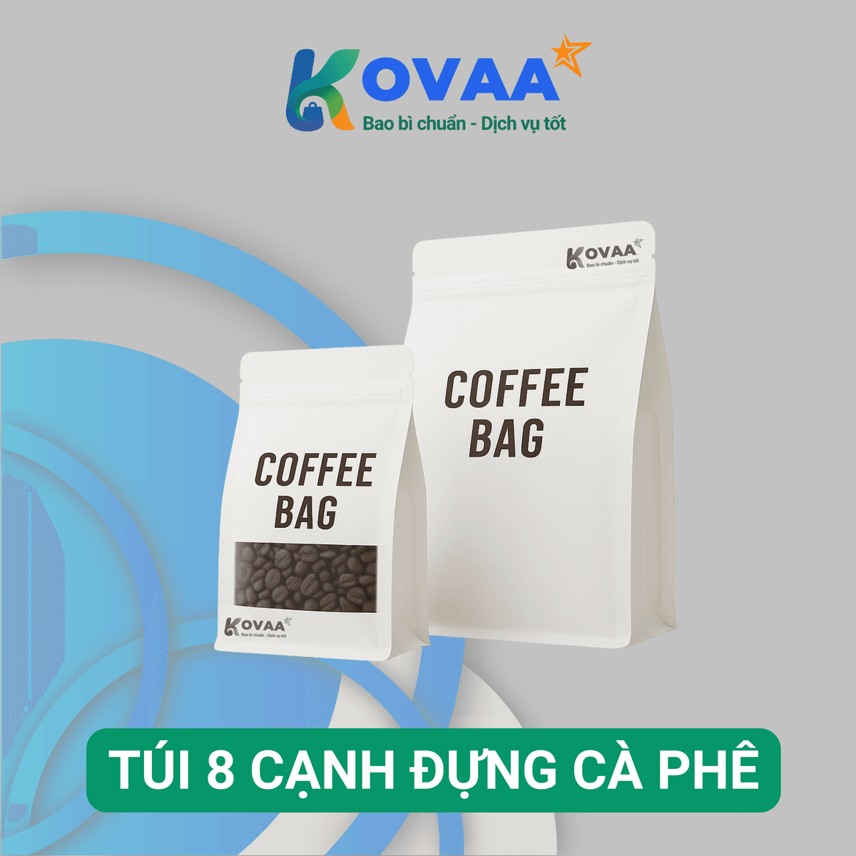 Túi 8 cạnh đựng cà phê chất lượng cao đáy vuông tiện lợi