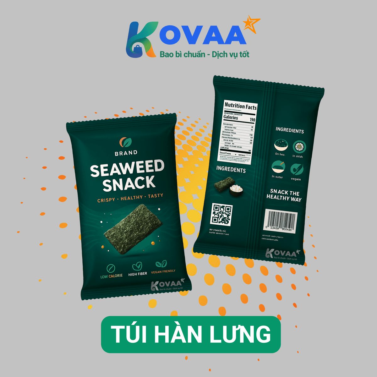 Bao bì túi hàn lưng màng ghép phức hợp in theo yêu cầu với màu sắc đa dạng