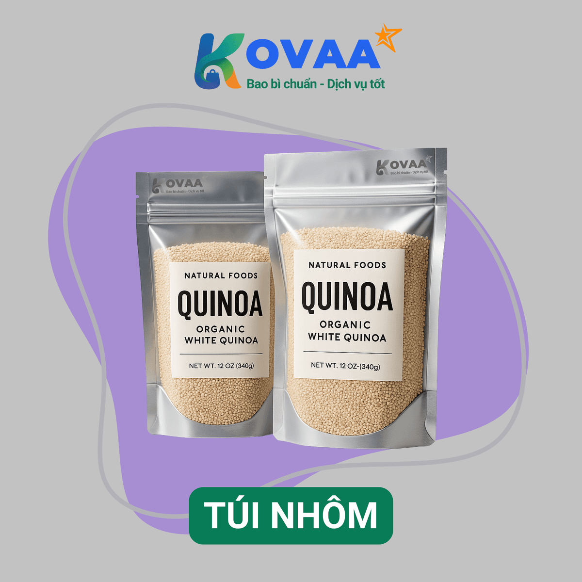 Bao bì túi nhôm zipper chuyên dụng chống ẩm, giữ hương vị lâu dài