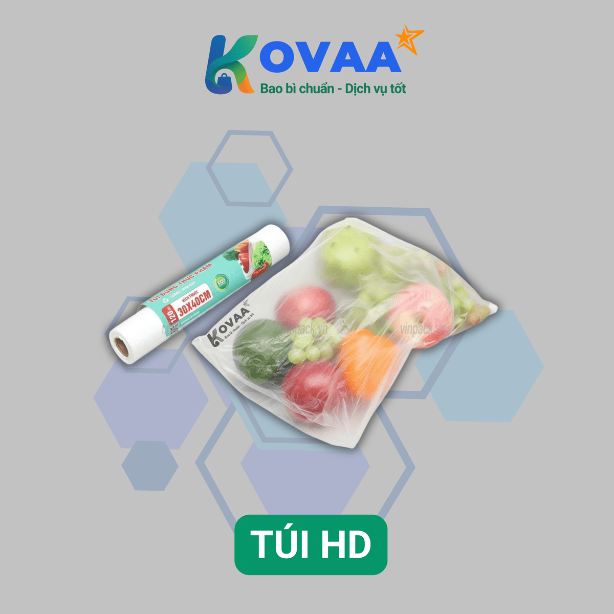 Túi HDPE nilon đựng rau củ, thực phẩm tươi sống an toàn