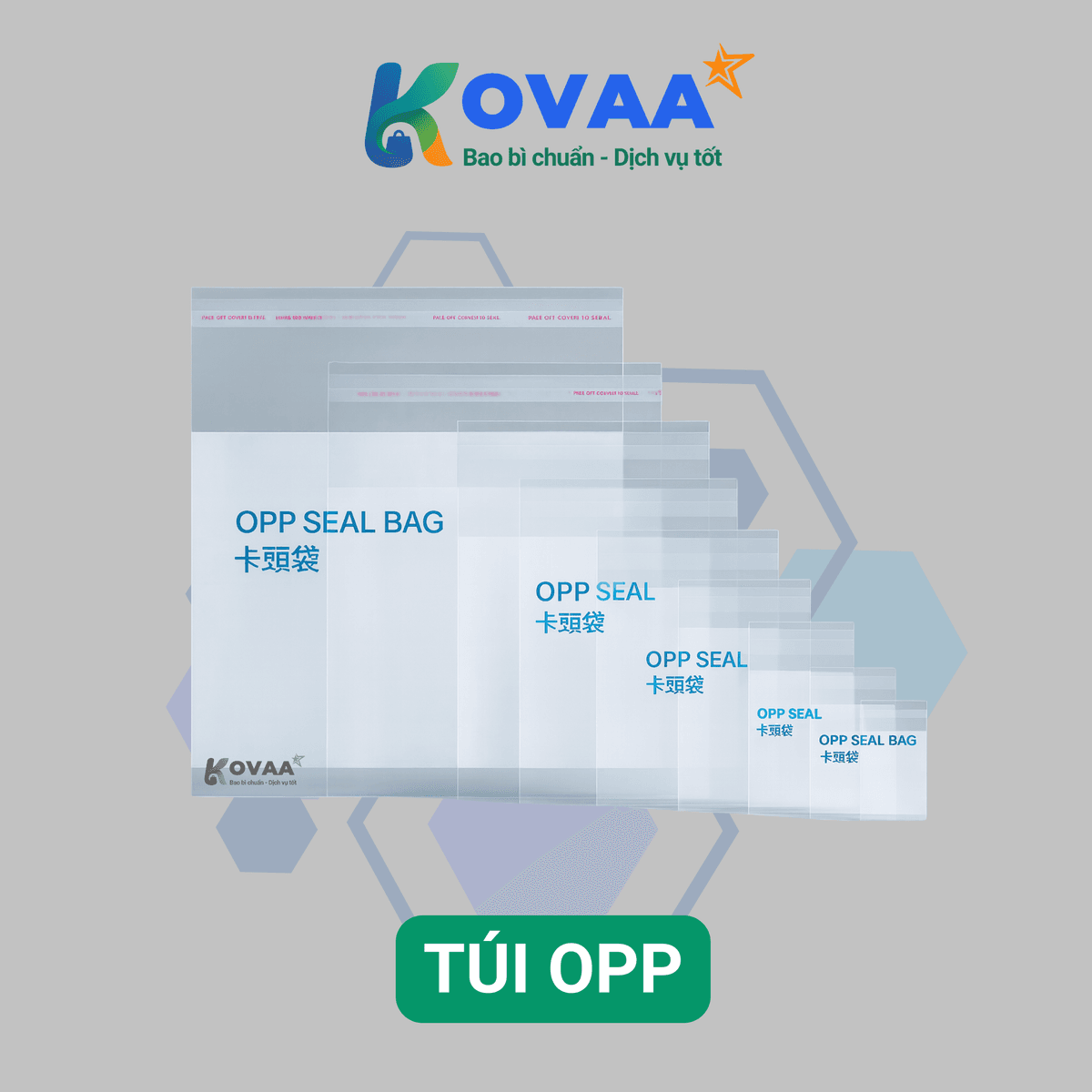 Túi OPP nhiều kích thước Kovaa – Bao bì trong suốt dán miệng, chuyên dùng đóng gói thực phẩm, phụ kiện, bảo quản sản phẩm