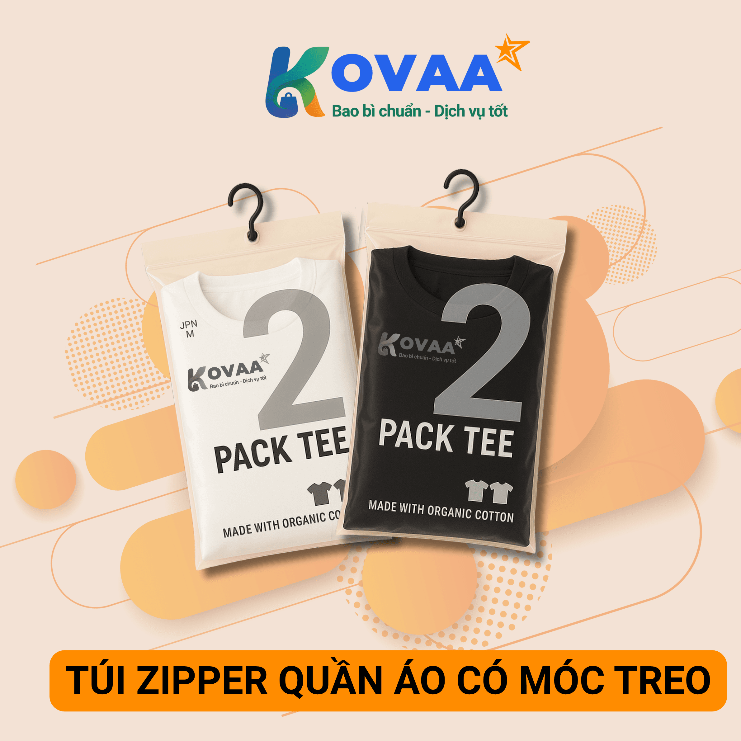 Túi zipper đựng quần áo có móc treo